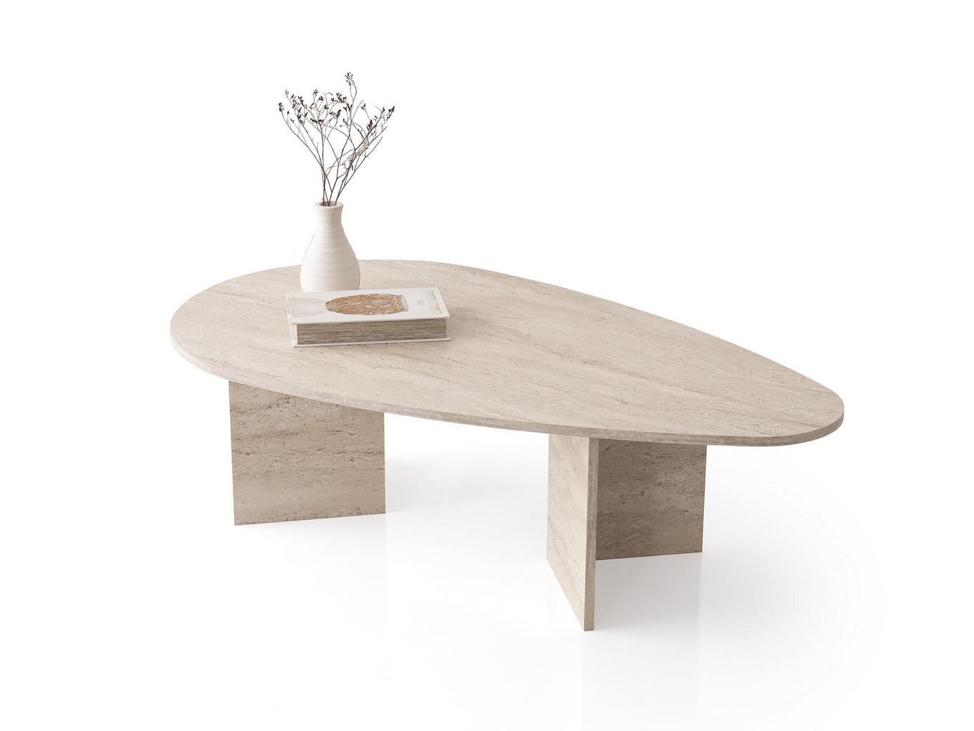 Norda Design moderni sohvapöytä, travertiininvärinen, 139,5 x 42 x 79,5 cm | 100 % melamiinipinnoitettu, 18 mm paksu | Tyylikäs ja kestävä muotoilu