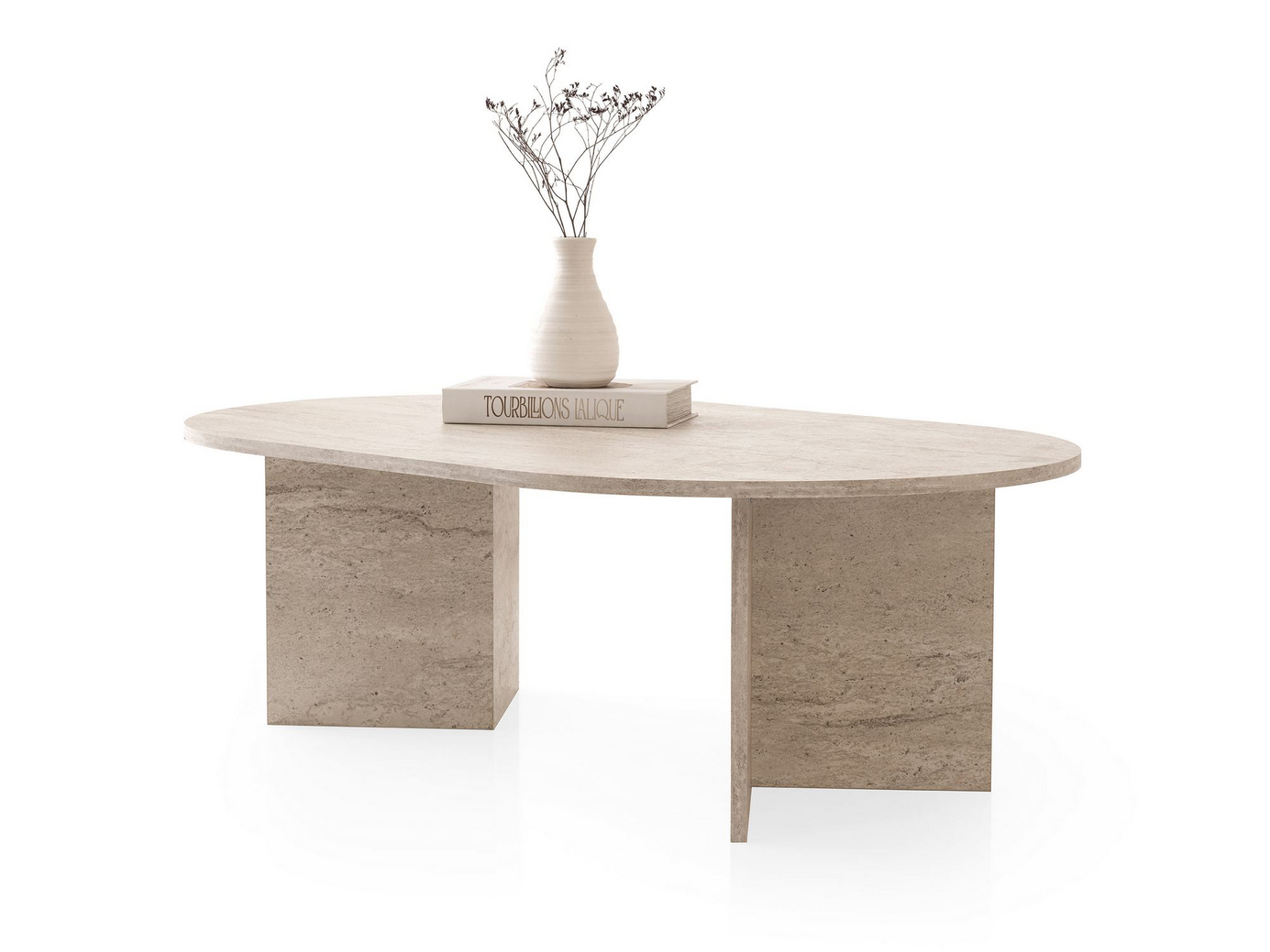 Norda Design moderni sohvapöytä, travertiinin värinen, 128 x 42 x 80 cm | 100 % melamiinipäällysteinen, 18 mm paksu | tyylikäs ja kestävä