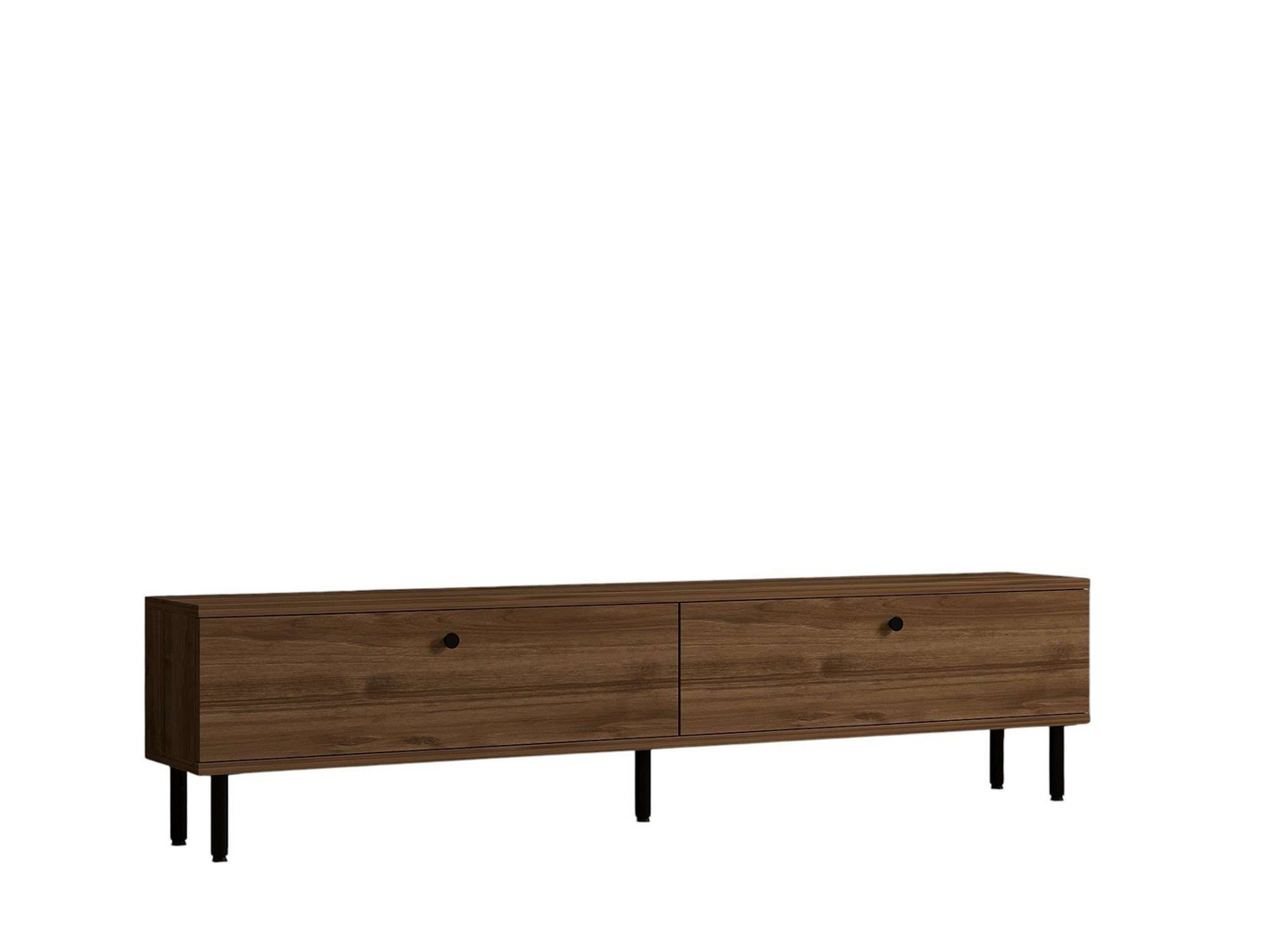 Norda Design Moderni pähkinänvärinen TV-taso metallijaloilla, 160 cm | 100 % melamiinipinnoitettu, 18 mm paksu, tyylikäs säilytystila
