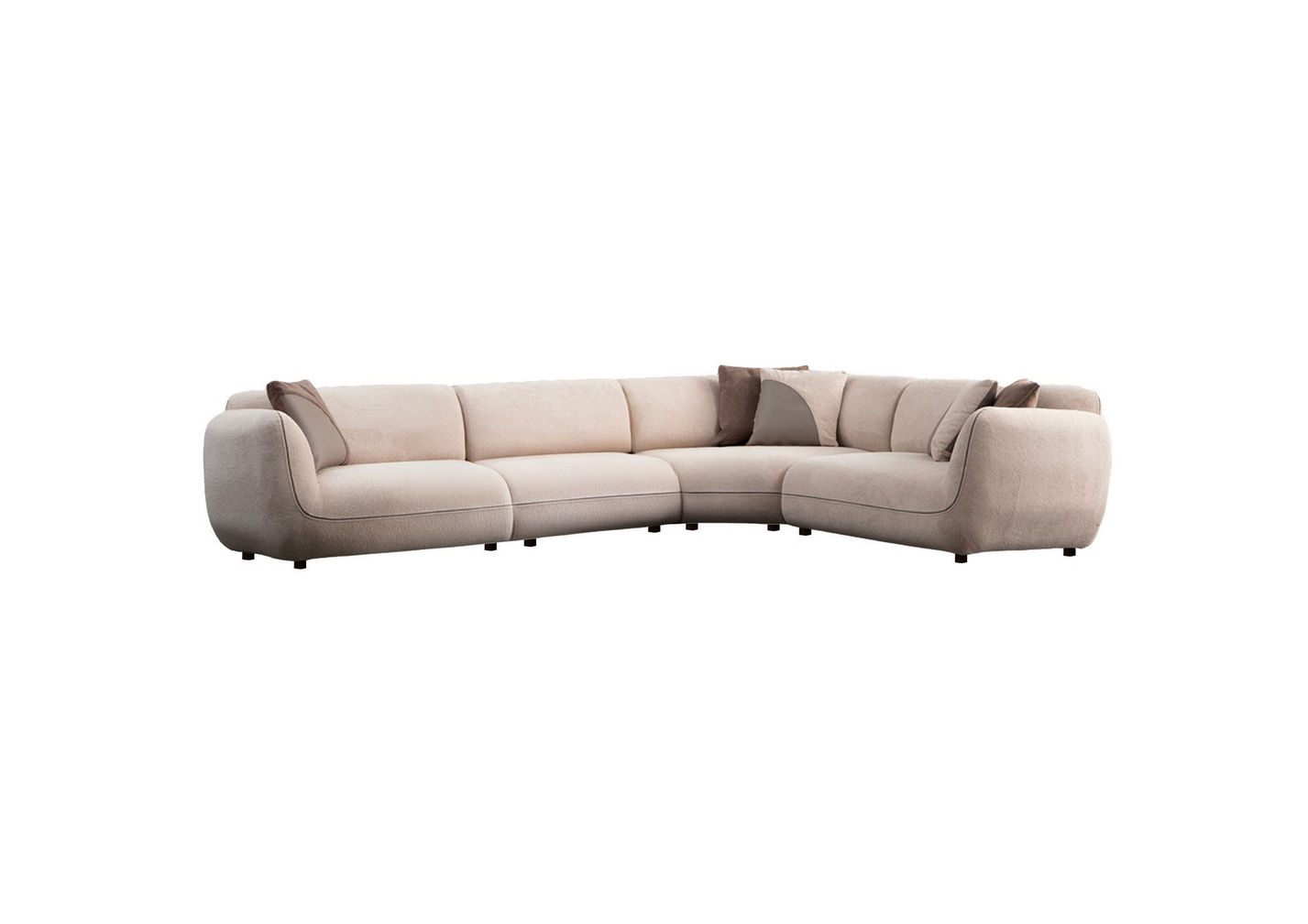 Norda Design Elegantti kerma-sävyinen kulmasohva, 335x240 cm, 100 % polyesteri, 28 DNS-vaahto, puujalat | Tyylikäs ja mukava