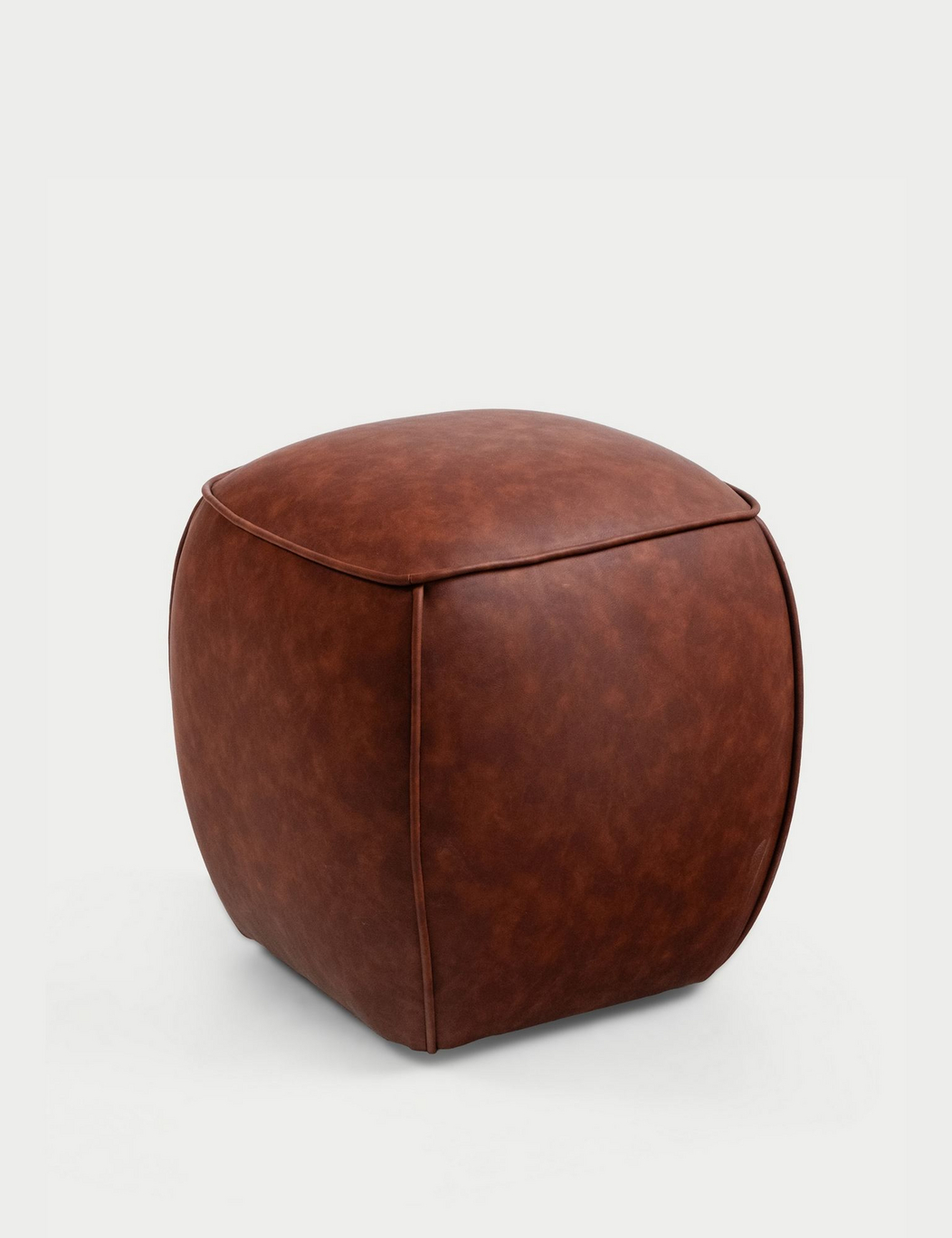 Norda Design Tyylikäs tuffetti, 40 cm, ruskea, 100 % pyökistä valmistettu runko ja vegaaninen keinonahka, korkeus 44 cm | Täydellinen moderniin sisustukseen