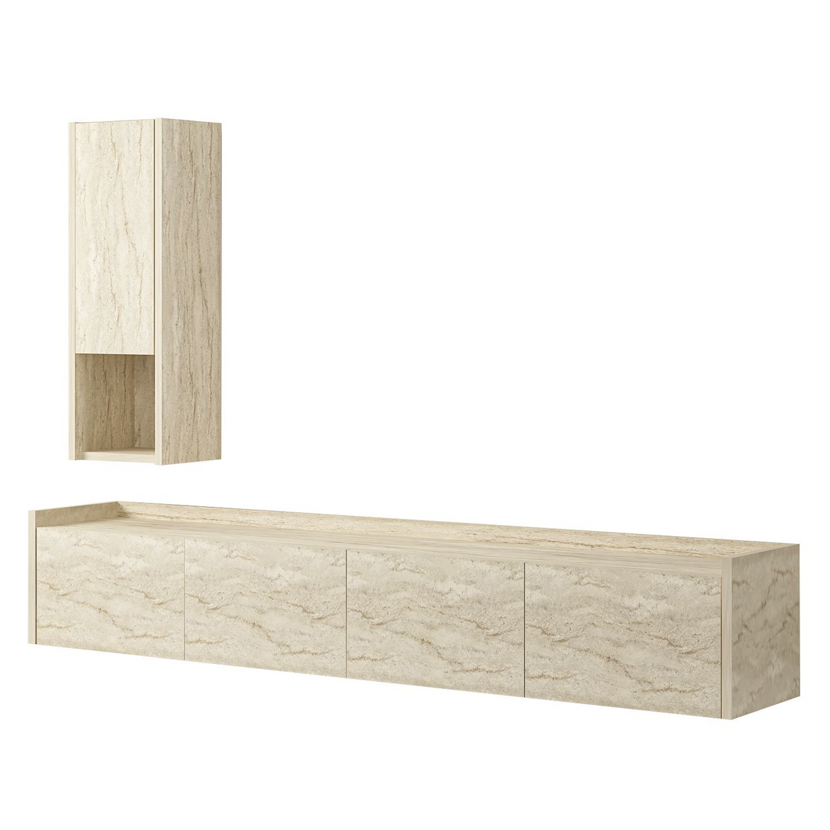 Norda Design TV-taso Sema, travertiini, 29,6 × 160 × 35 cm