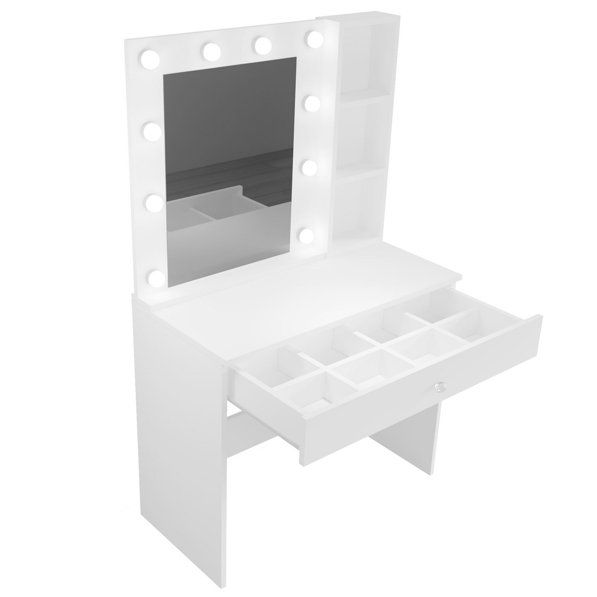 Norda Design Meikkipöytä Monroe, valkoinen, 42,5 × 80 × 147 cm (malli 1)