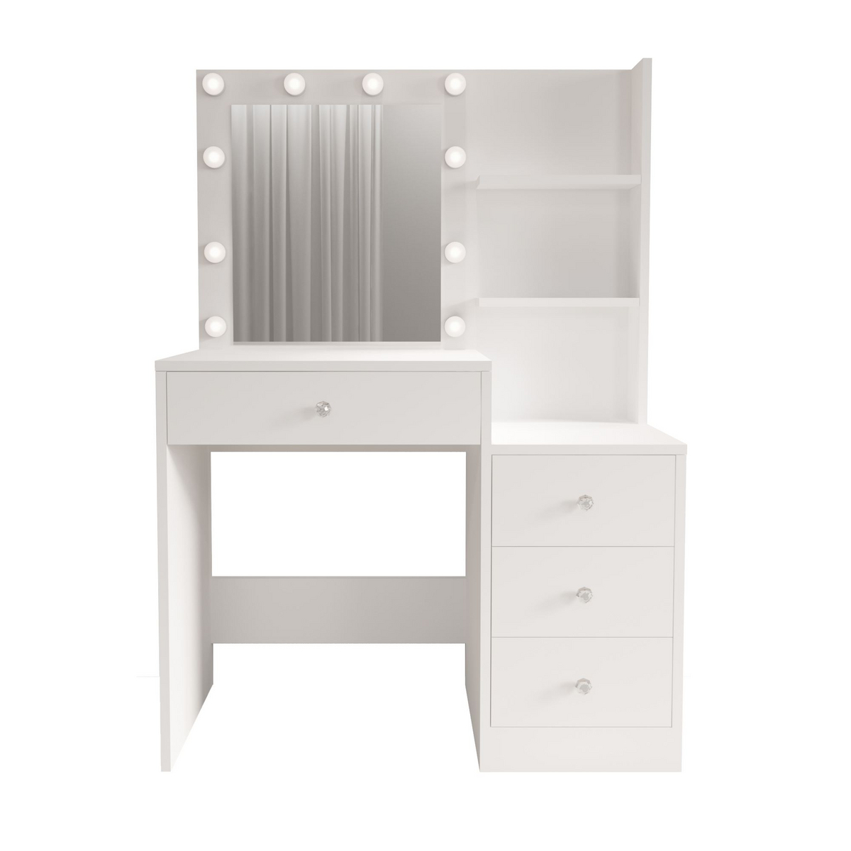 Norda Design Meikkipöytä Monroe, valkoinen, 40 × 69,4 × 135 cm (malli 2)