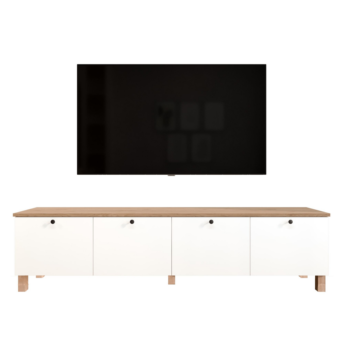 Norda Design TV-taso Nord, valkoinen/tammi, 34,1 × 180 × 45,6 cm