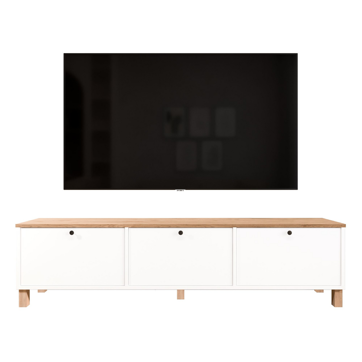 Norda Design TV-taso Nord, valkoinen/tammi, 32 × 180 × 45,6 cm