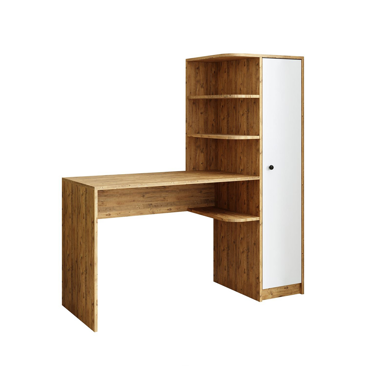 Norda Design Työpöytä ja kirjahylly Academe, Atlantic Pine -mänty/valkoinen, 50 × 143,2 × 143,2 cm (malli 1)