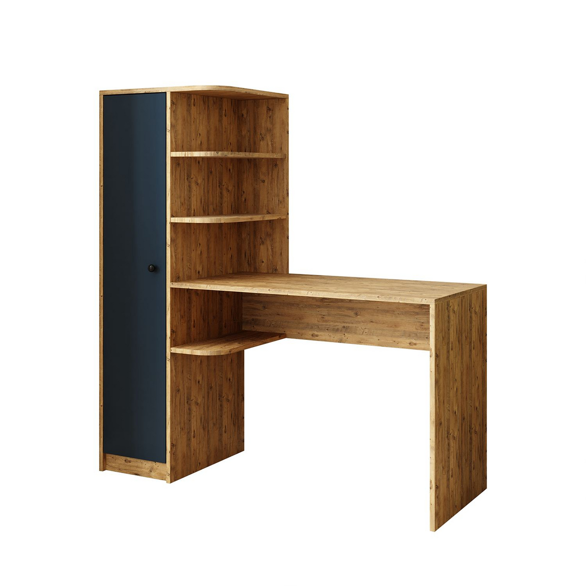 Norda Design Työpöytä ja kirjahylly Academe, Atlantic Pine -mänty/antrasiitti, 50 × 143,2 × 143,2 cm
