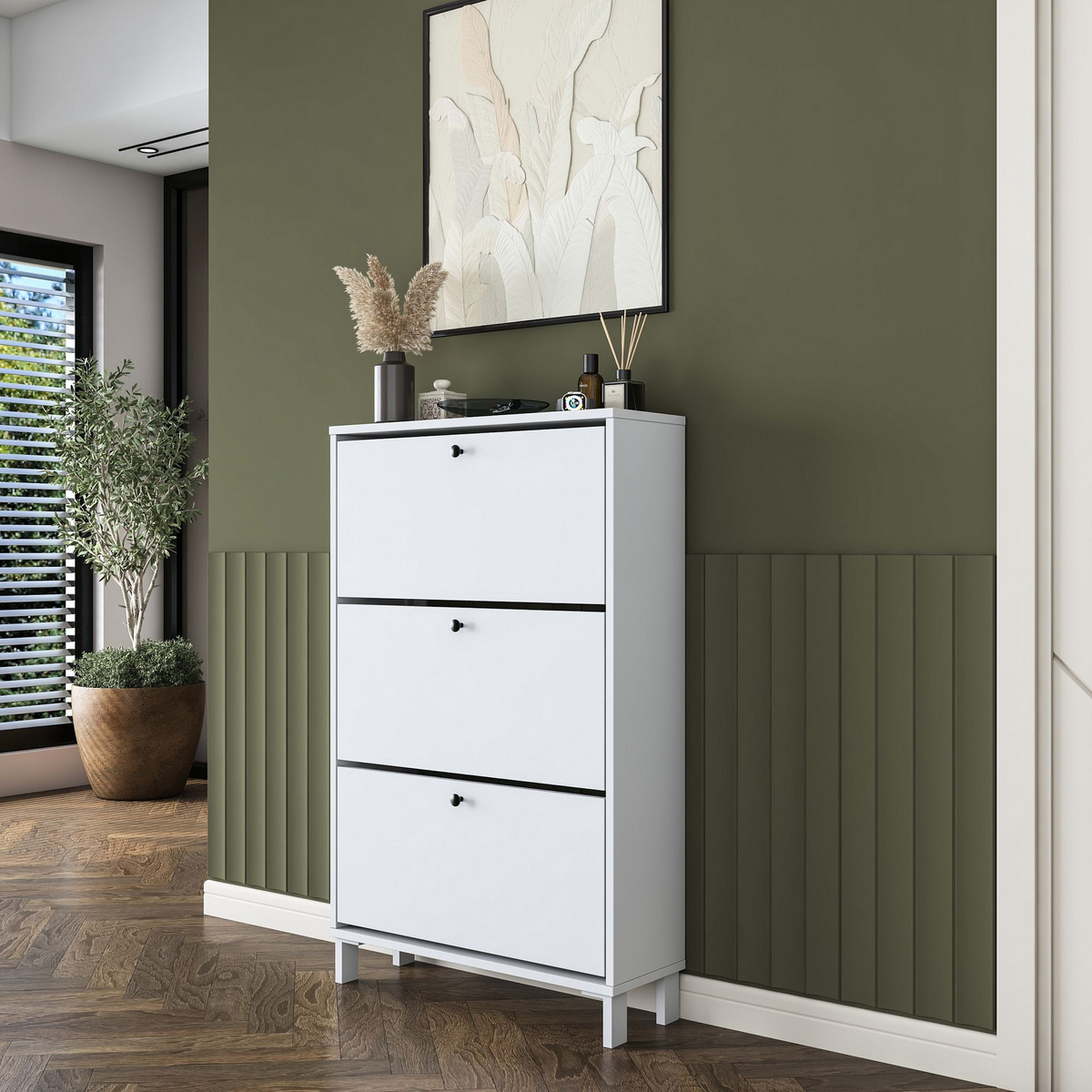 Norda Design Kenkäkaappi Steplane, valkoinen, 25 × 75 × 119,8 cm