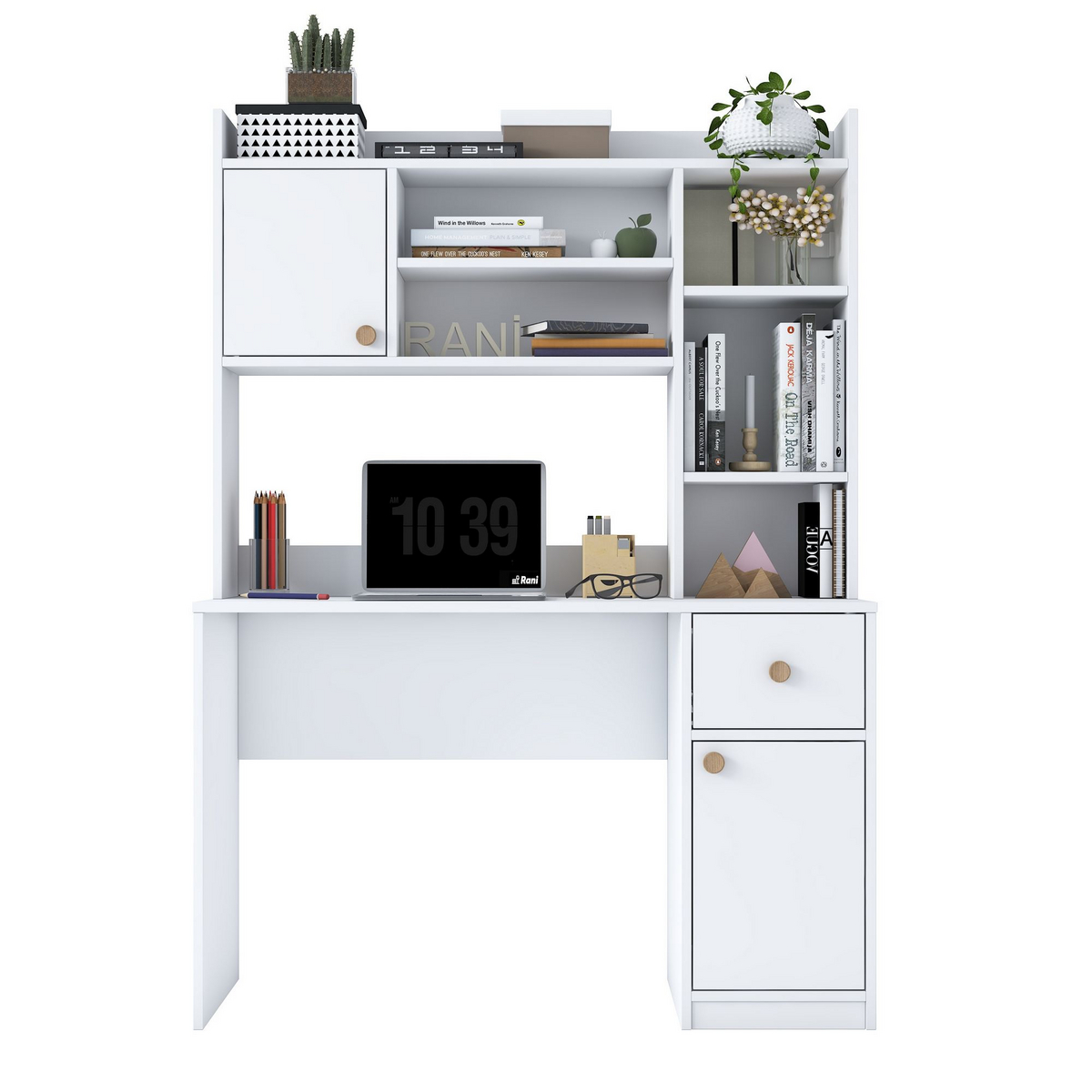 Norda Design Työpöytä ja kirjahylly Studia, valkoinen, 50 × 120 × 166 cm