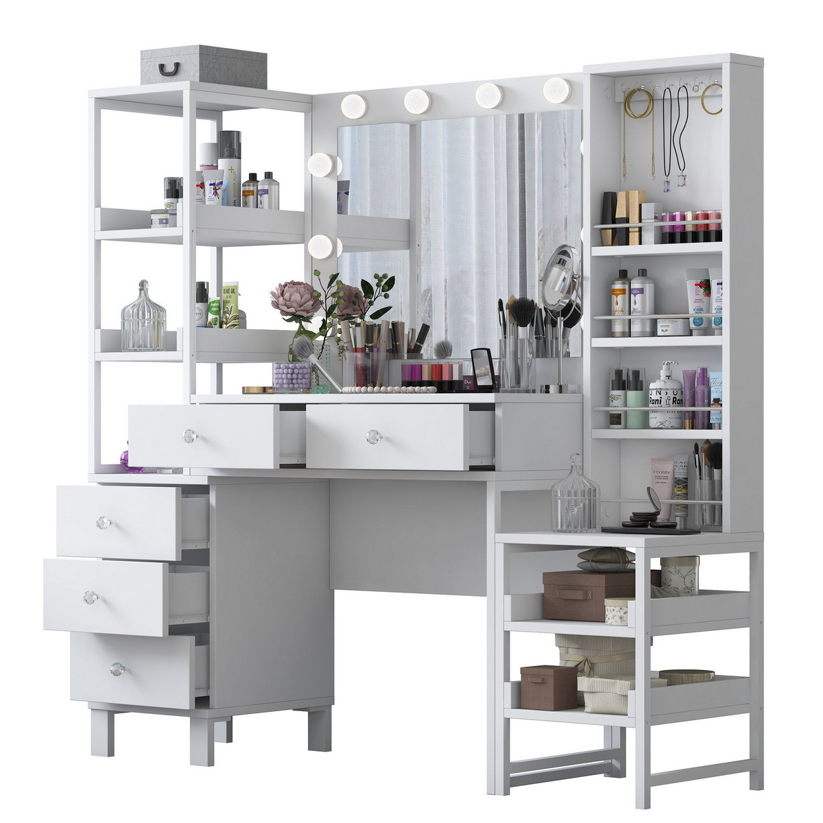 Norda Design Meikkipöytä Delice, valkoinen, 40 × 145 × 141,8 cm
