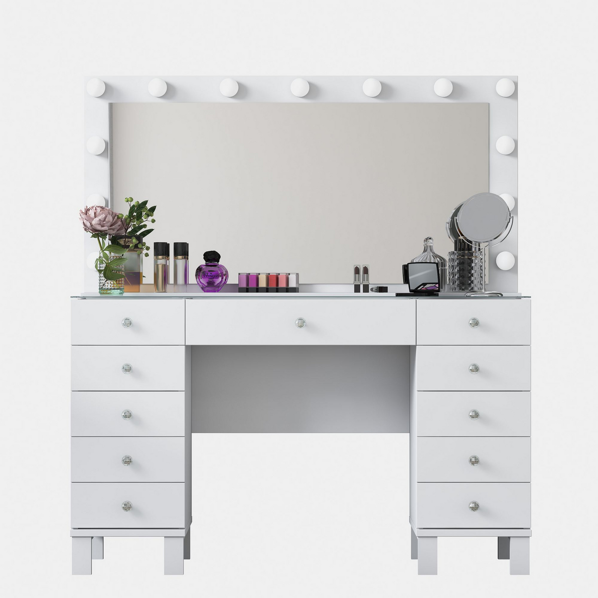 Norda Design Meikkipöytä Serena, valkoinen, 40 × 120 × 133,6 cm