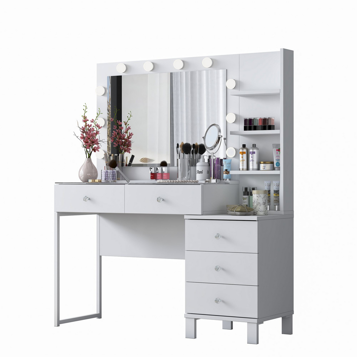 Norda Design Meikkipöytä Coquette, valkoinen, 40 × 120 × 141,8 cm
