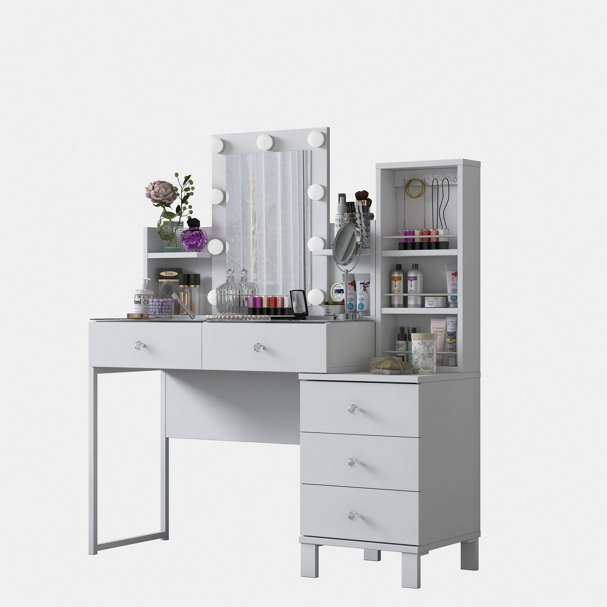Norda Design Meikkipöytä Reflet, valkoinen, 40 × 120 × 136,8 cm