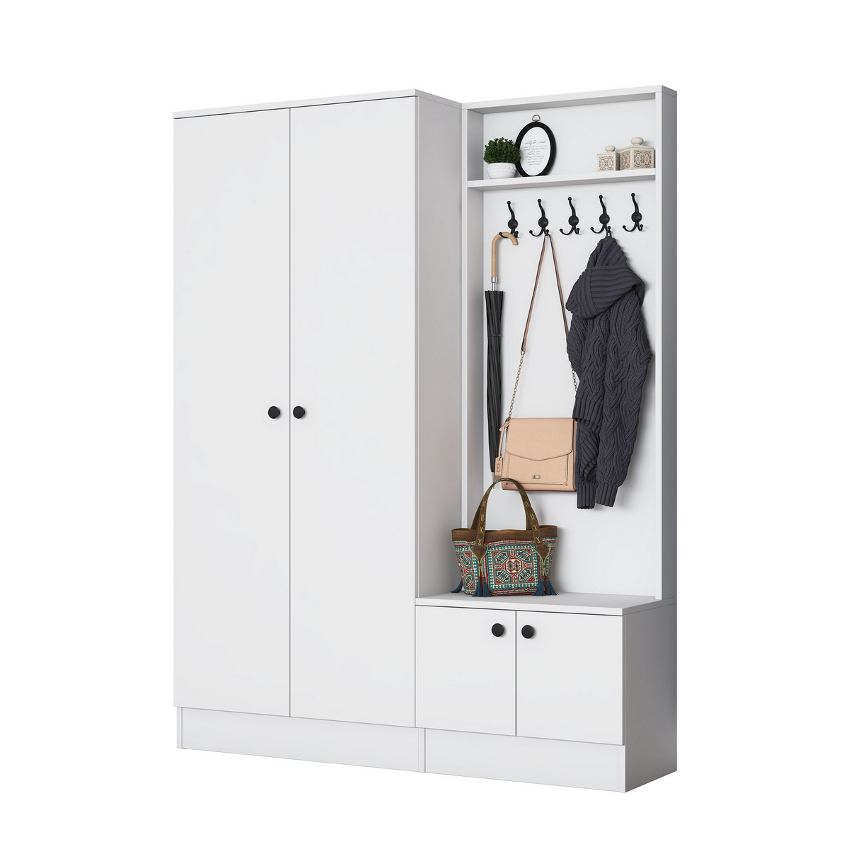 Norda Design Eteisnaulakko Entryway, valkoinen, 37,5 × 139,6 × 182,8 cm