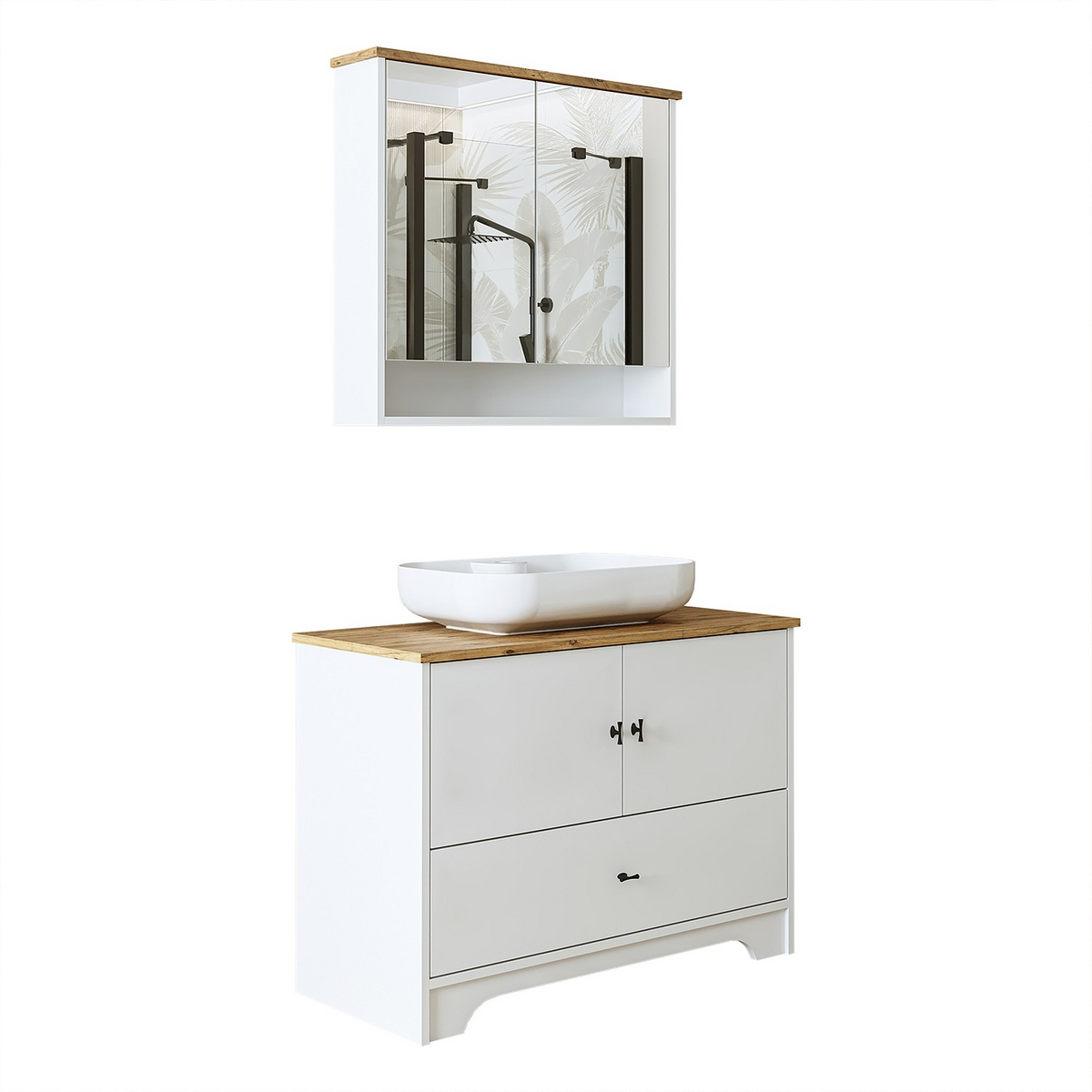Norda Design Allaskaappi ja peili, 2 osaa Luma Duo, mattavalkoinen, 17 × 82 × 75 cm
