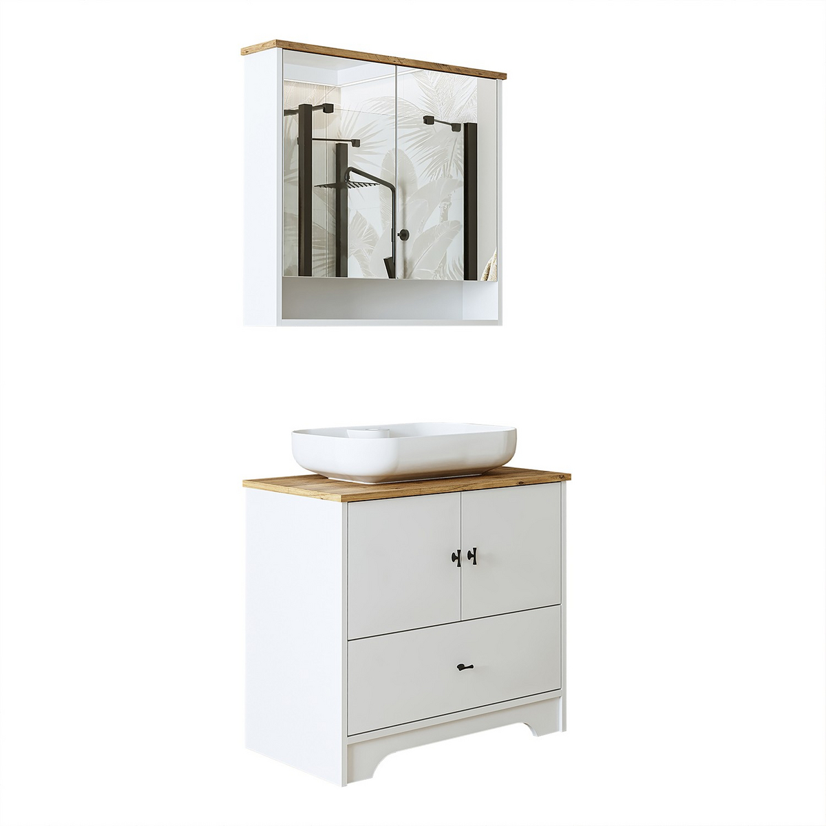 Norda Design Allaskaappi ja peili, 2 osaa Mirelle Duo, mattavalkoinen, 17 × 82 × 75 cm