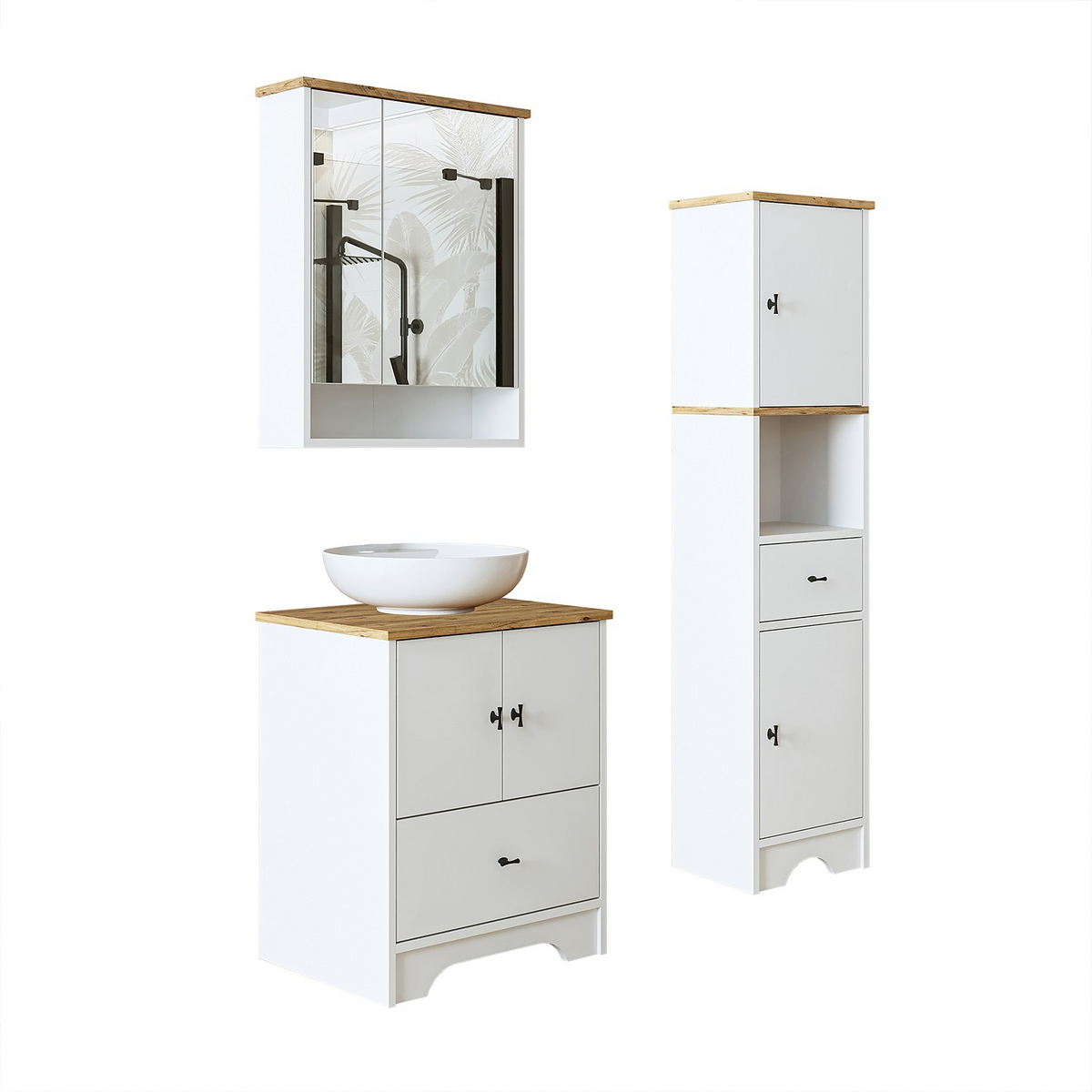 Norda Design Allaskaappi ja peili, 3 osaa Reflecta Trio, mattavalkoinen, 17 × 62 × 75 cm