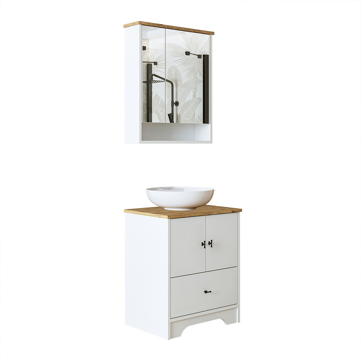 Norda Design Allaskaappi ja peili, 2 osaa Reflecta Duo, mattavalkoinen, 17 × 62 × 75 cm