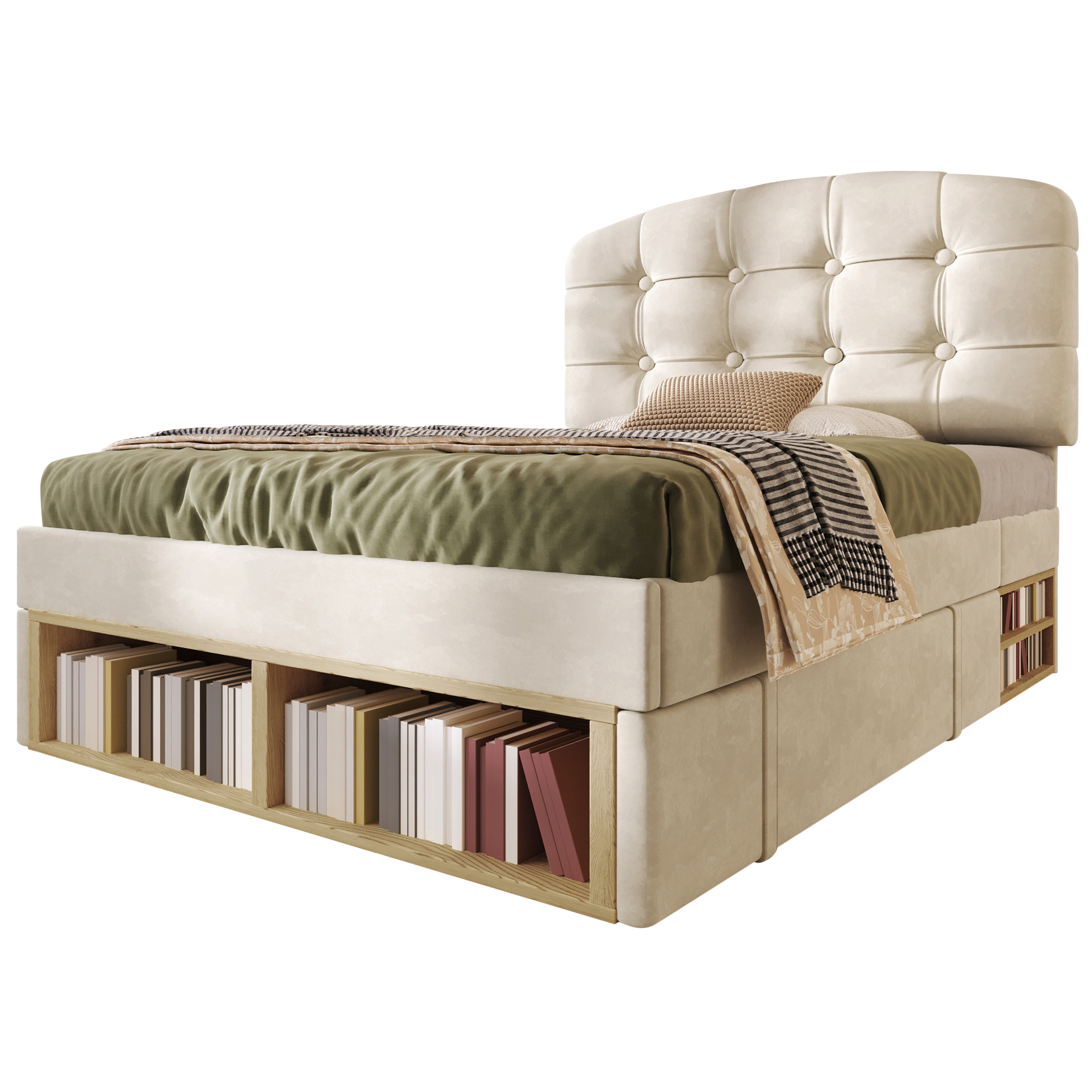 sänky 90x200 cm säädettävä korkuinen päätyosa, beige sametti, MDF ja metalli