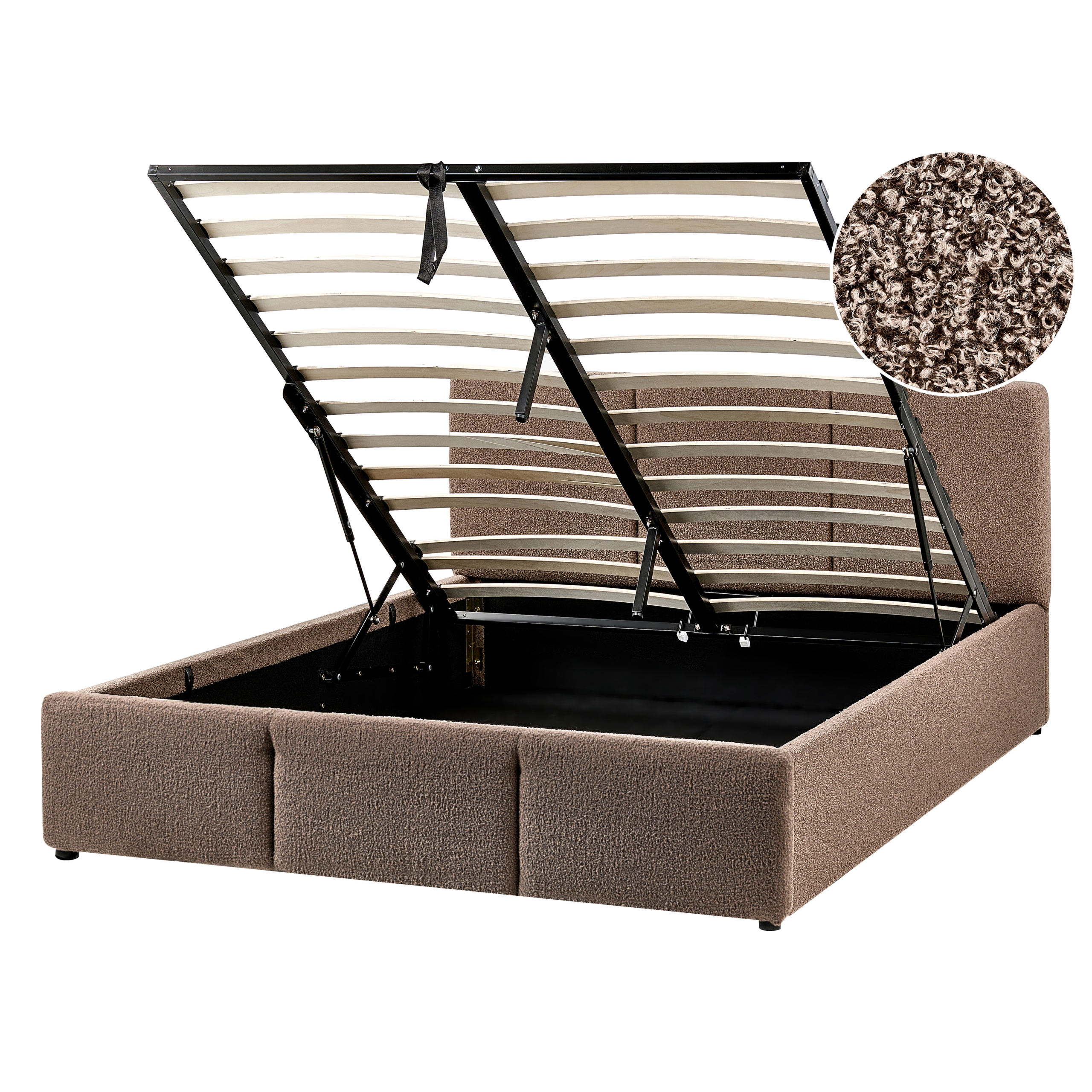 Sänky säilytystilalla buklee BOUSSE 140 x 200 cm Ruskeanharmaa