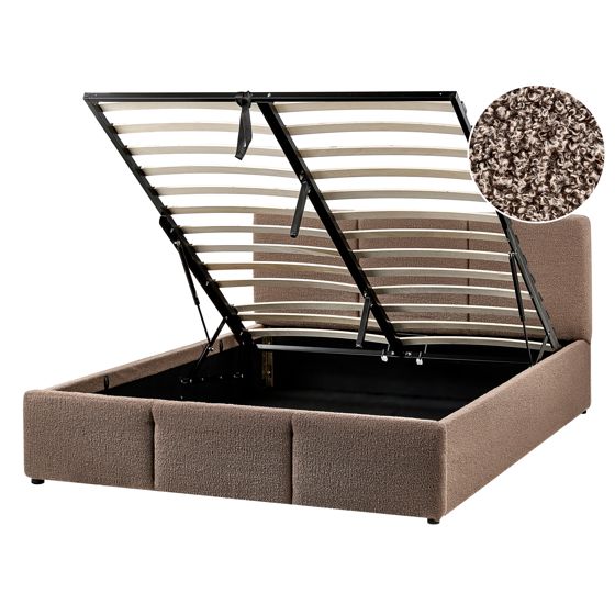 Sänky säilytystilalla buklee BOUSSE 140 x 200 cm Ruskeanharmaa