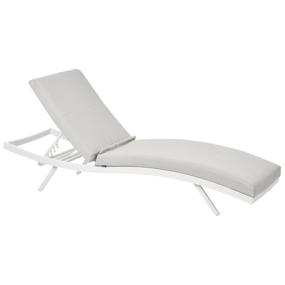 Aurinkotuoli pehmusteella AMELIA kallistettava metalli Vaaleanharmaa