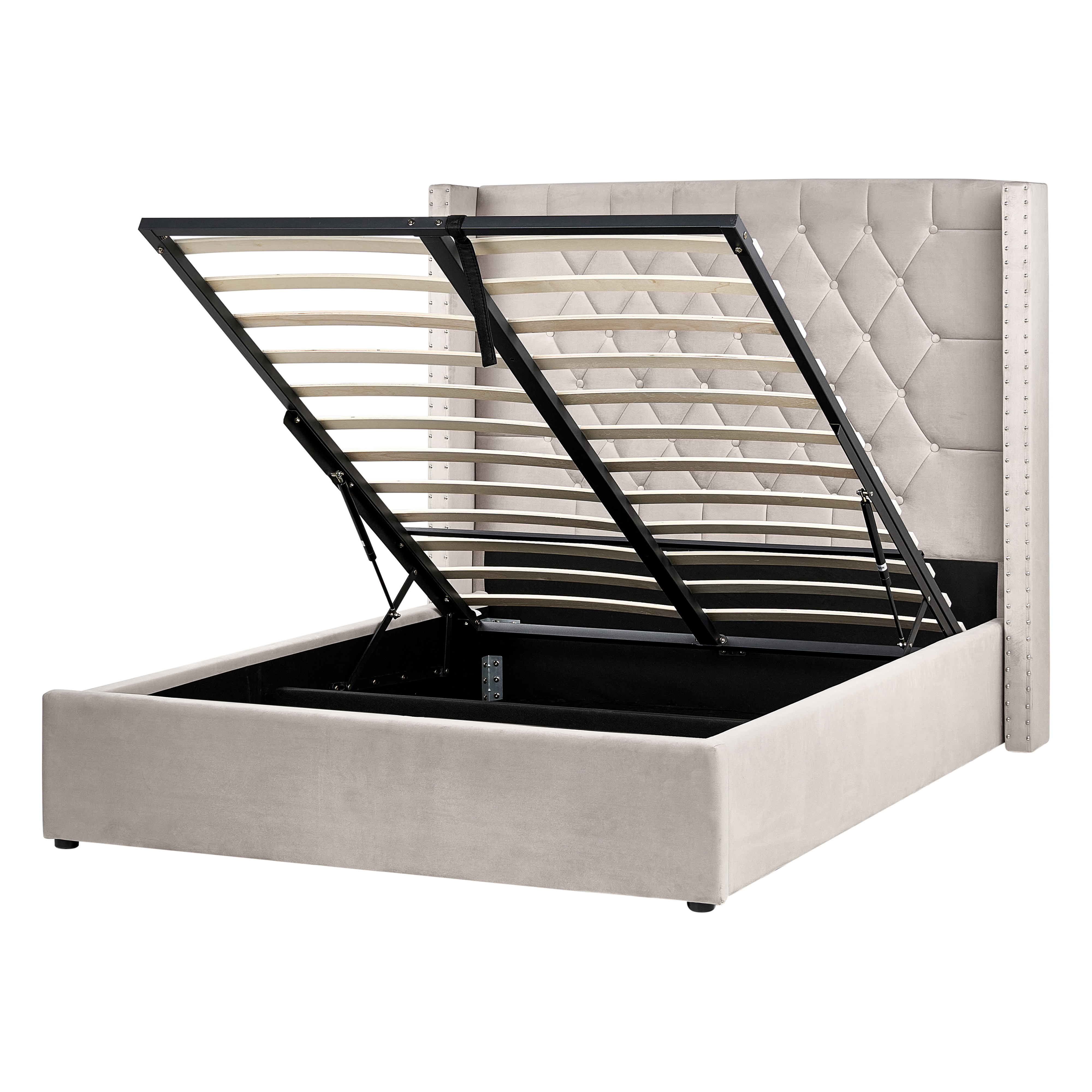 Sänky säilytystilalla sametti LUBBON 140 x 200 cm Ruskeanharmaa