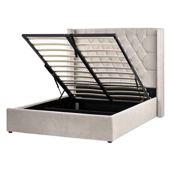 Sänky säilytystilalla sametti LUBBON 140 x 200 cm Ruskeanharmaa