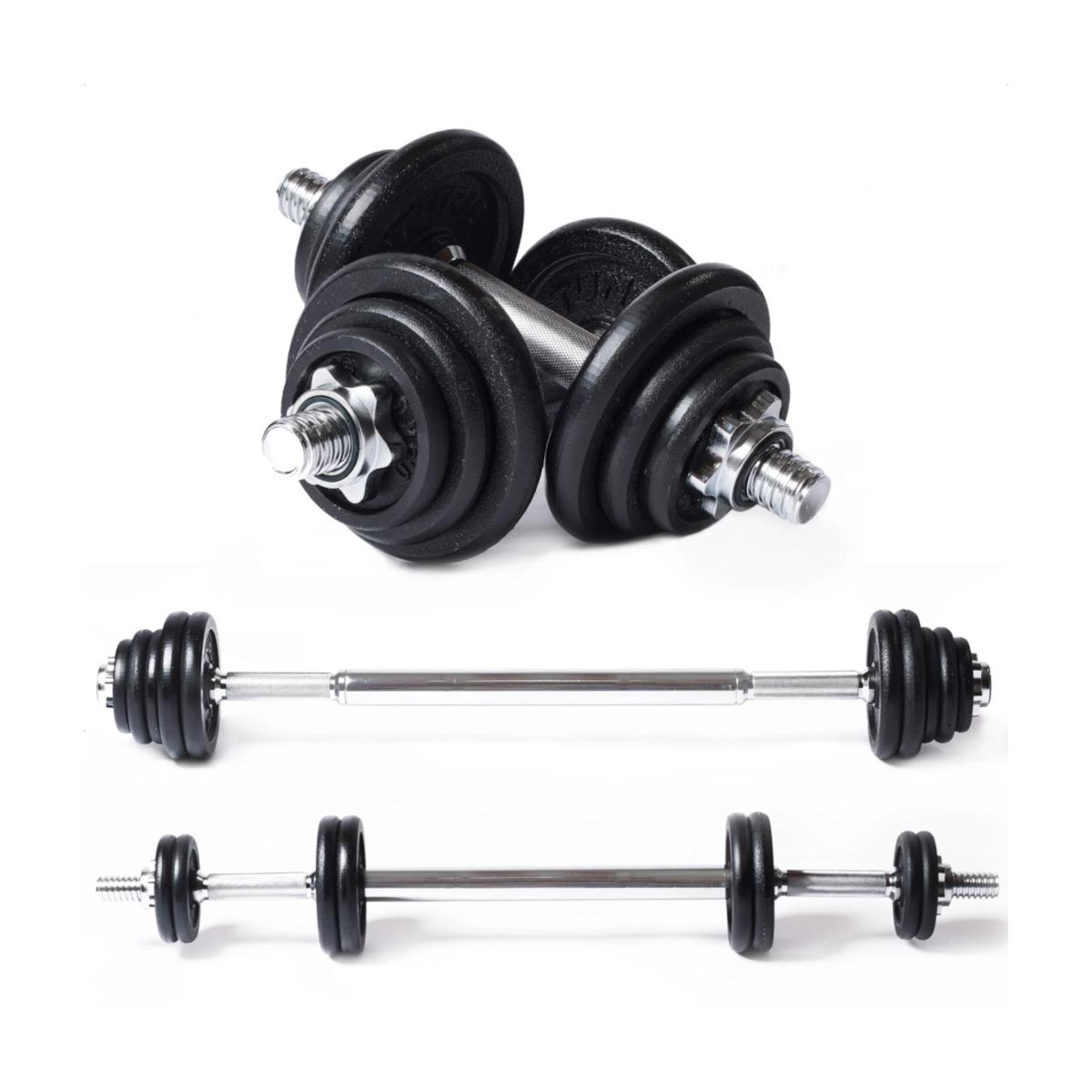 Tunturi Barbell/Dumbbell Set -levytanko- ja käsipainosetti 20 kg, rauta