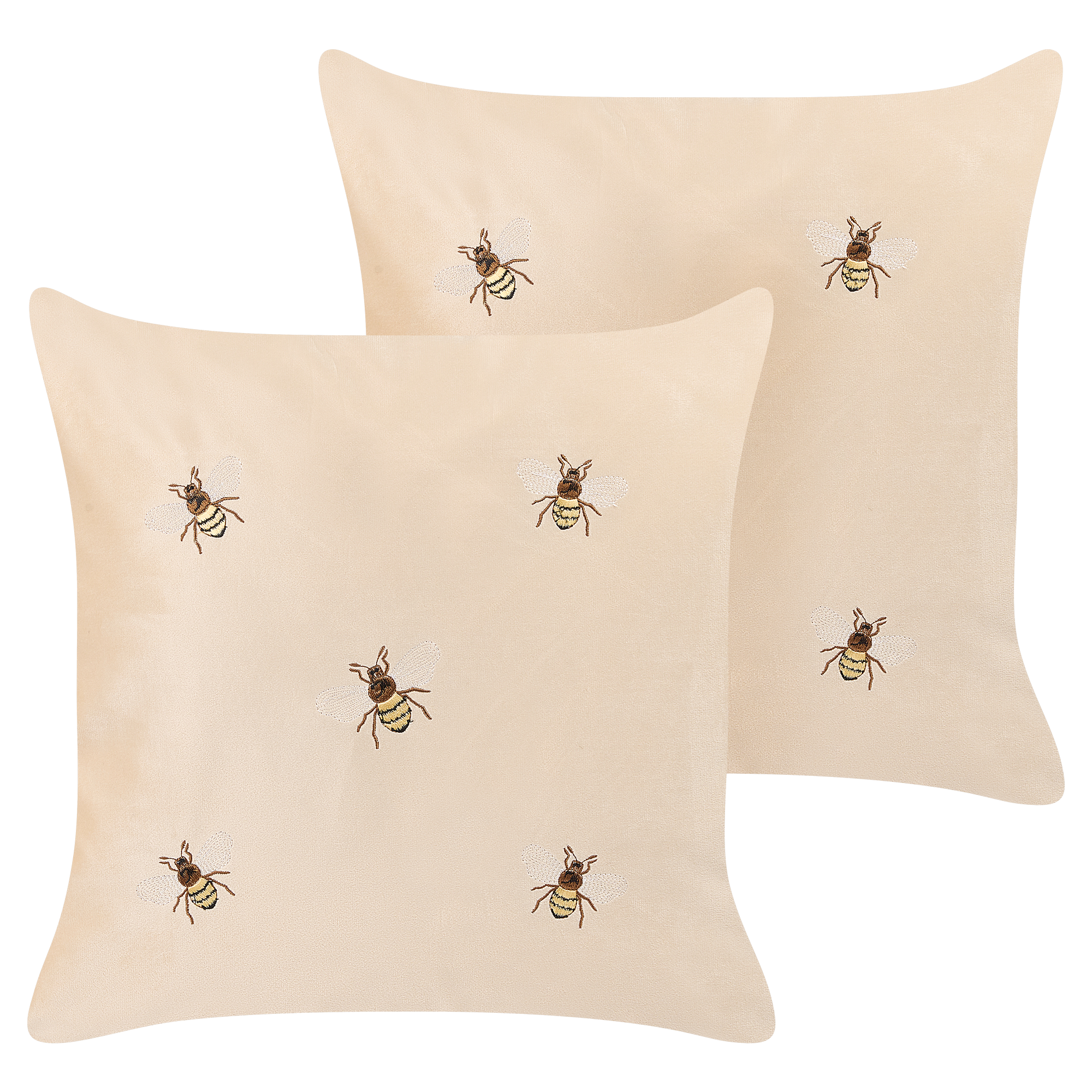 Koristetyynysetti 2 kpl TALINUM sametti 45 x 45 cm Beige Eläinkuvio