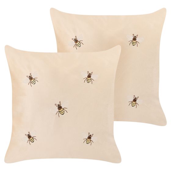 Koristetyynysetti 2 kpl TALINUM sametti 45 x 45 cm Beige Eläinkuvio