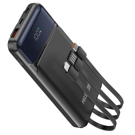 Powerbank 10000mAh USB QC 3.0 ja USB-C PD -porteilla, USB USB-C Lightning -kaapelilla