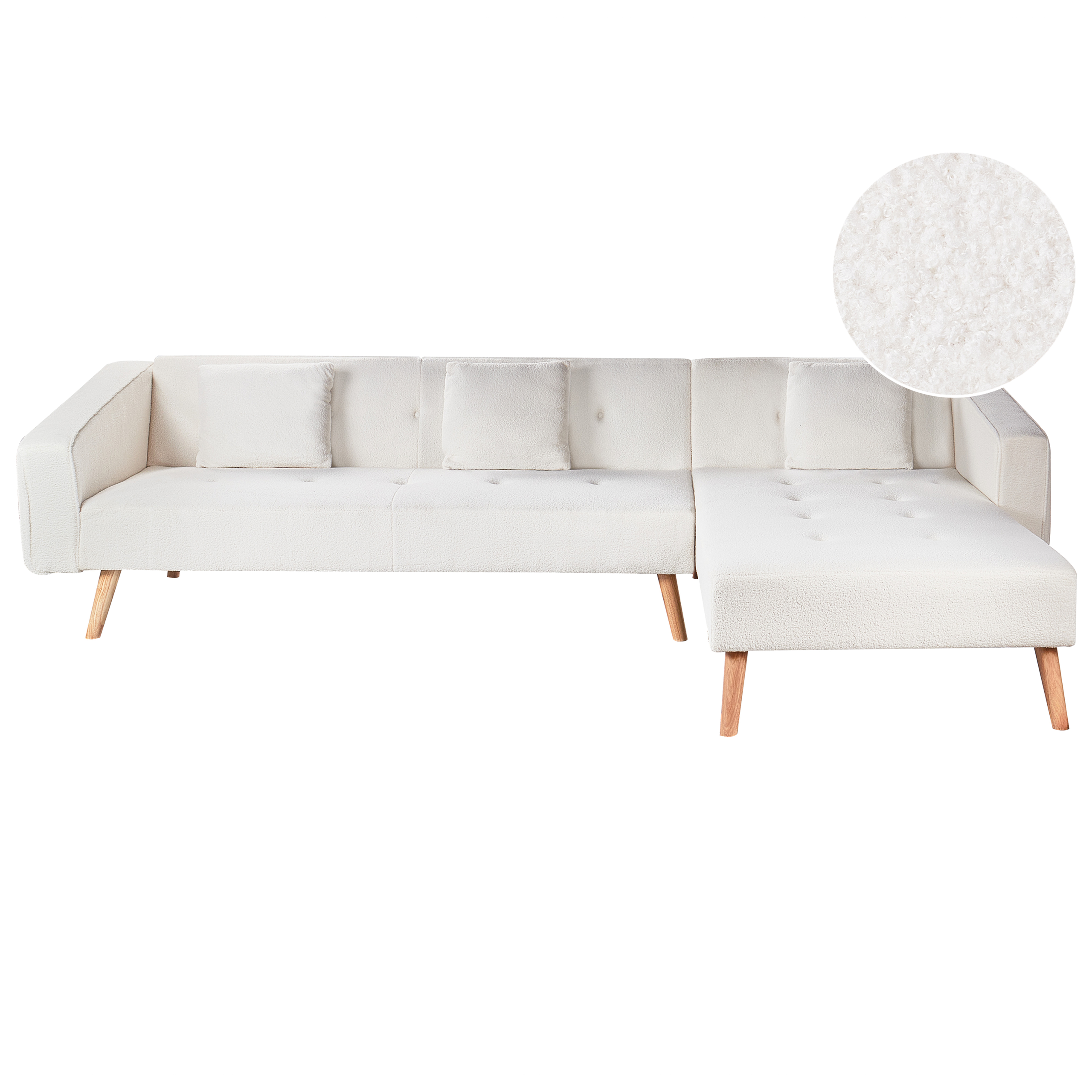 Kulmavuodesohva VADSO buklee Luonnonvalkoinen 4-istuttava Vasen