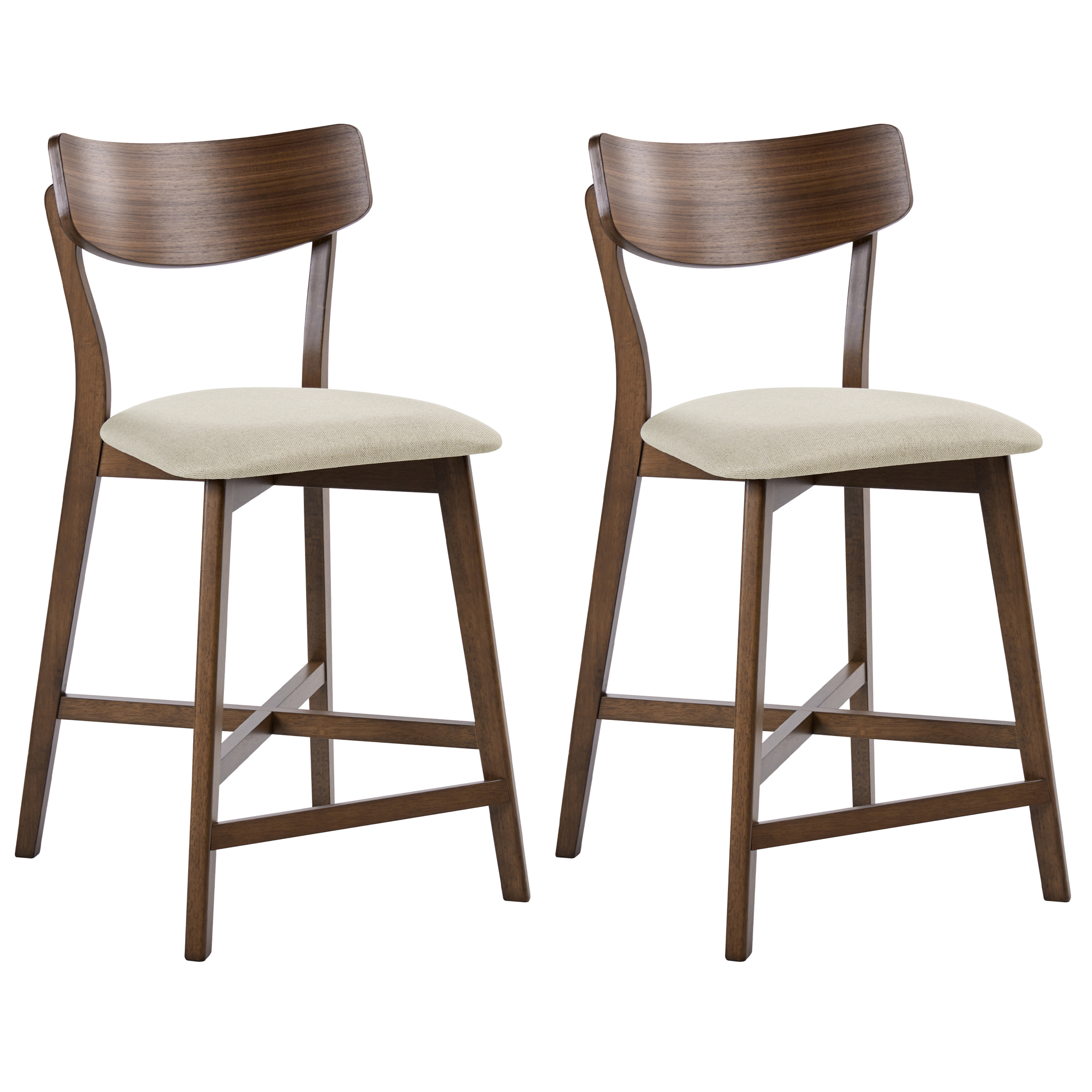 Baarituolisetti 2 kpl HOLLY Puu Ruskea/beige