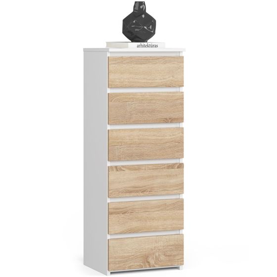 Akord Korkea lipasto Valkoinen/Sonoma-tammi 40x35x109