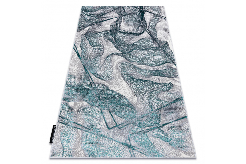 Matto DE LUXE moderni 621 Verkko, siatka - Rakenteellinen harmaa / vihreä 240x340 cm