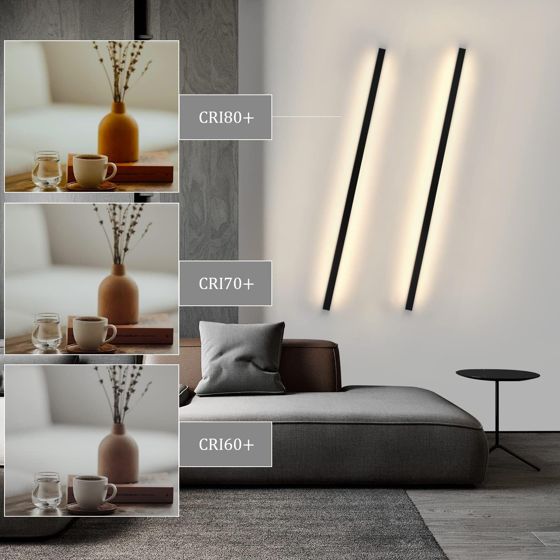 NETTLIFE 2 LED-seinävalaisinta sisäseinävalaisin 100CM musta moderni muotoilu himmennettävä lämmin valkoinen