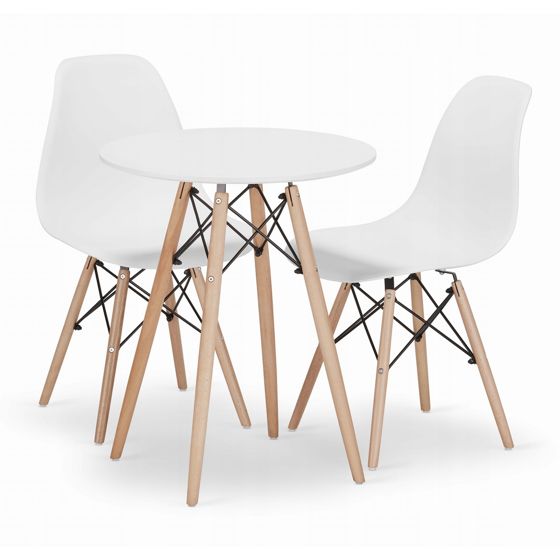 TODI 60 pyöreä pöytä, 2 OSAKA-tuolia, valkoinen