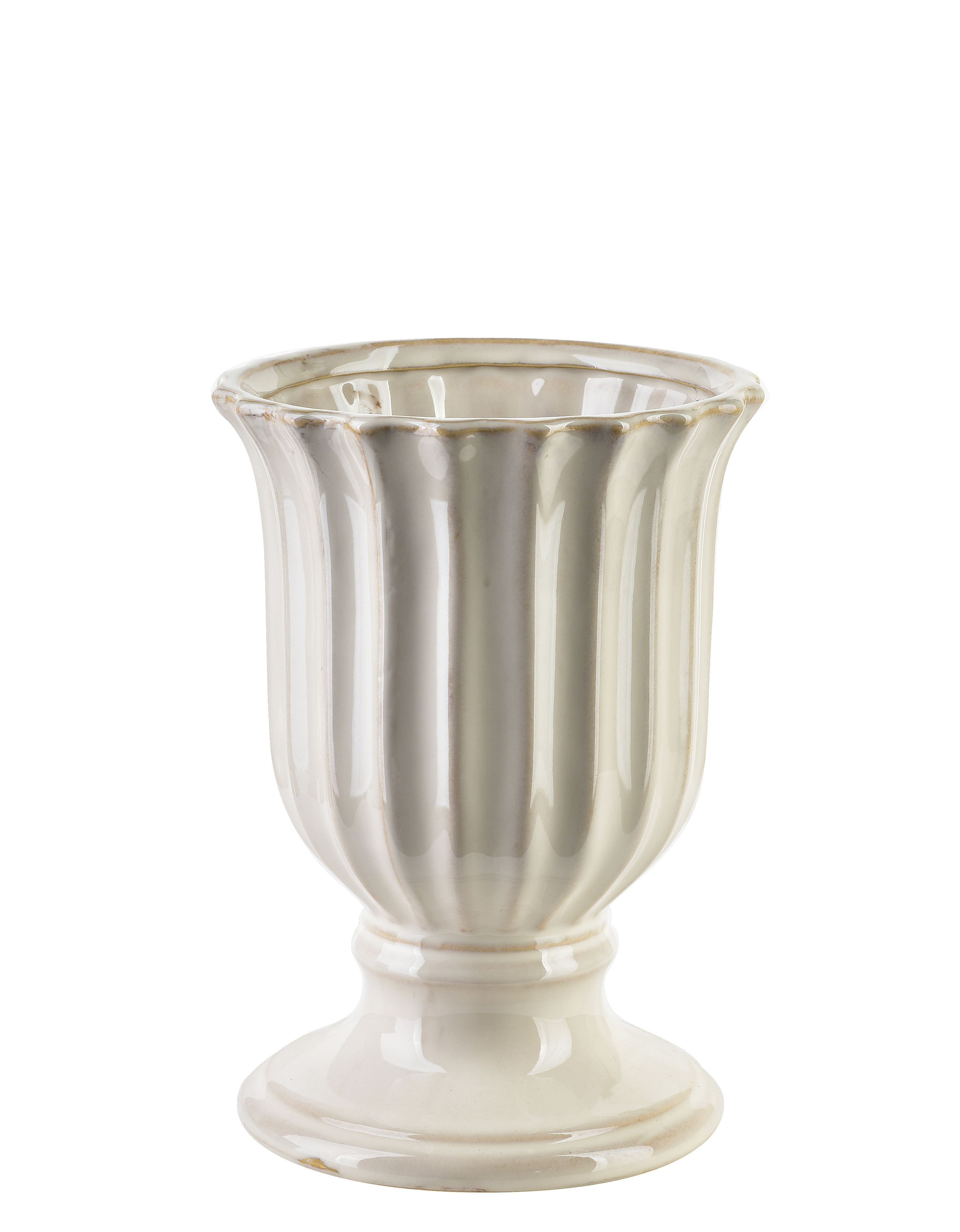 MONDEX keramiikkamaljakko, vaalea, kohokuvioitu, 13,5 x 12,5 x 20 cm