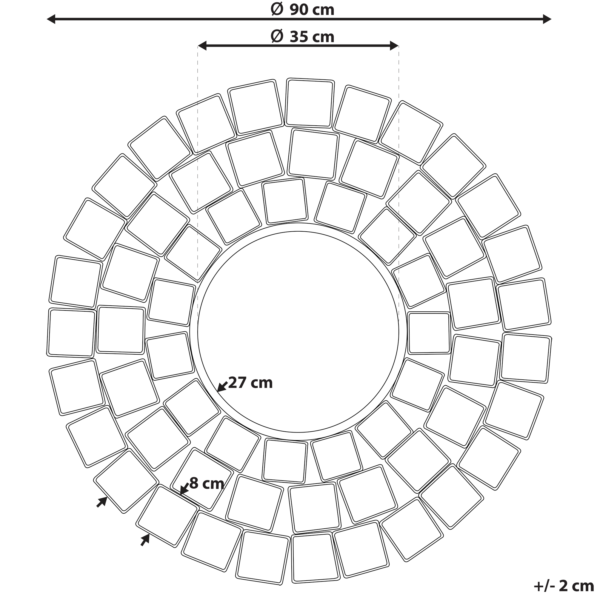 Seinäpeili LABRIT 90 cm 90 cm Metalli Kulta