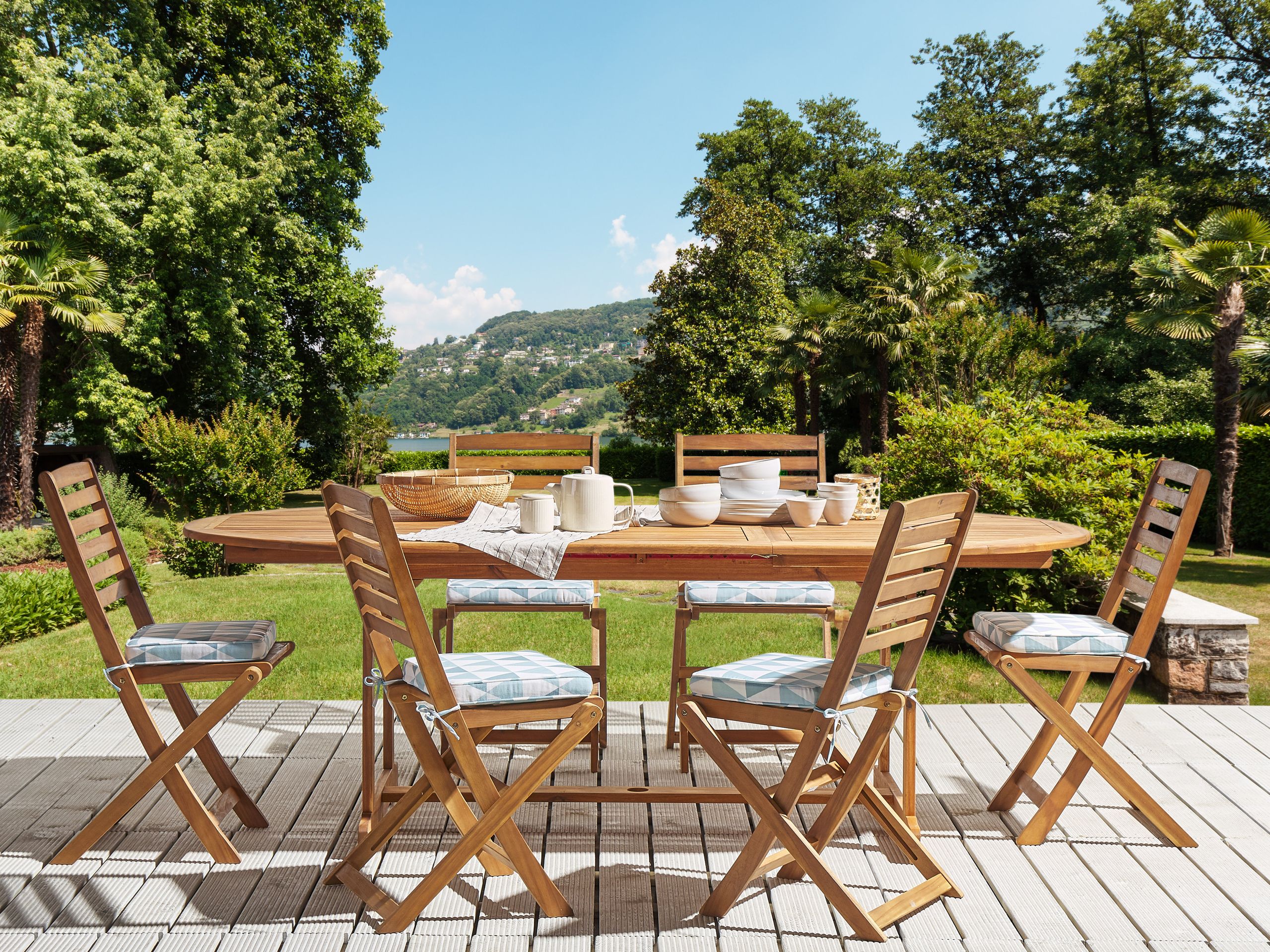 Puutarhatuolien istuintyynysetti 6 kpl TOLVE 39 x 31 cm Vaaleansininen