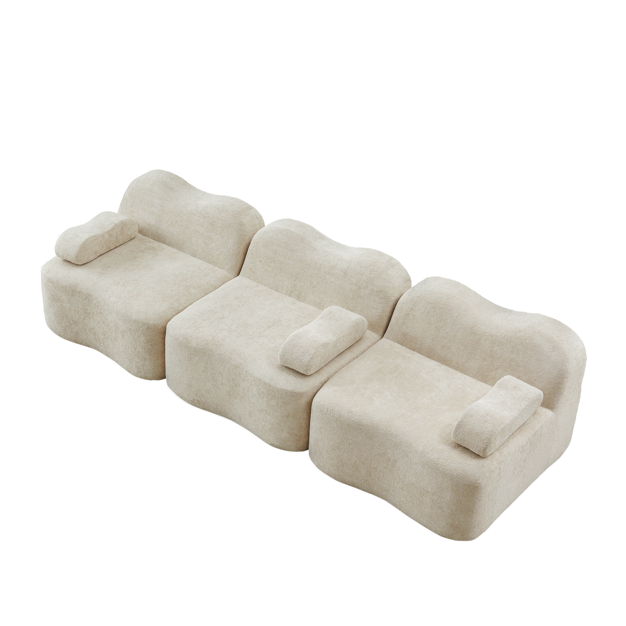 moduulisohva 3-paikkainen beige sametti moderni säädettävä