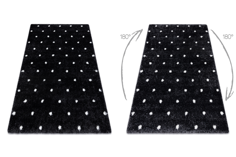 Matto FLUFFY 2370 shaggy pisteet antrasiitti / valkoinen 180x270 cm