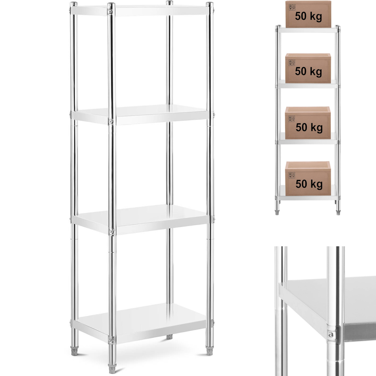 Metallinen säilytysteline tarjoilulle jopa 200 kg, 60 x 40 x 180 cm