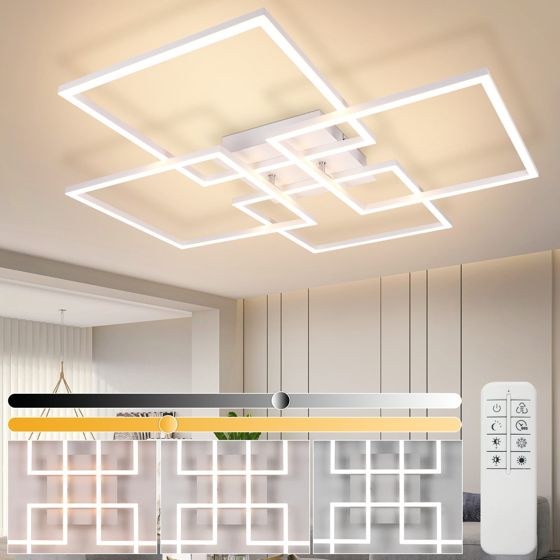 NETTLIFE LED - kattovalaisin olohuoneeseen, keittiöön, valkoinen, himmennettävä, kaukosäätimellä, moderni, 3000K - 6500K, 48W