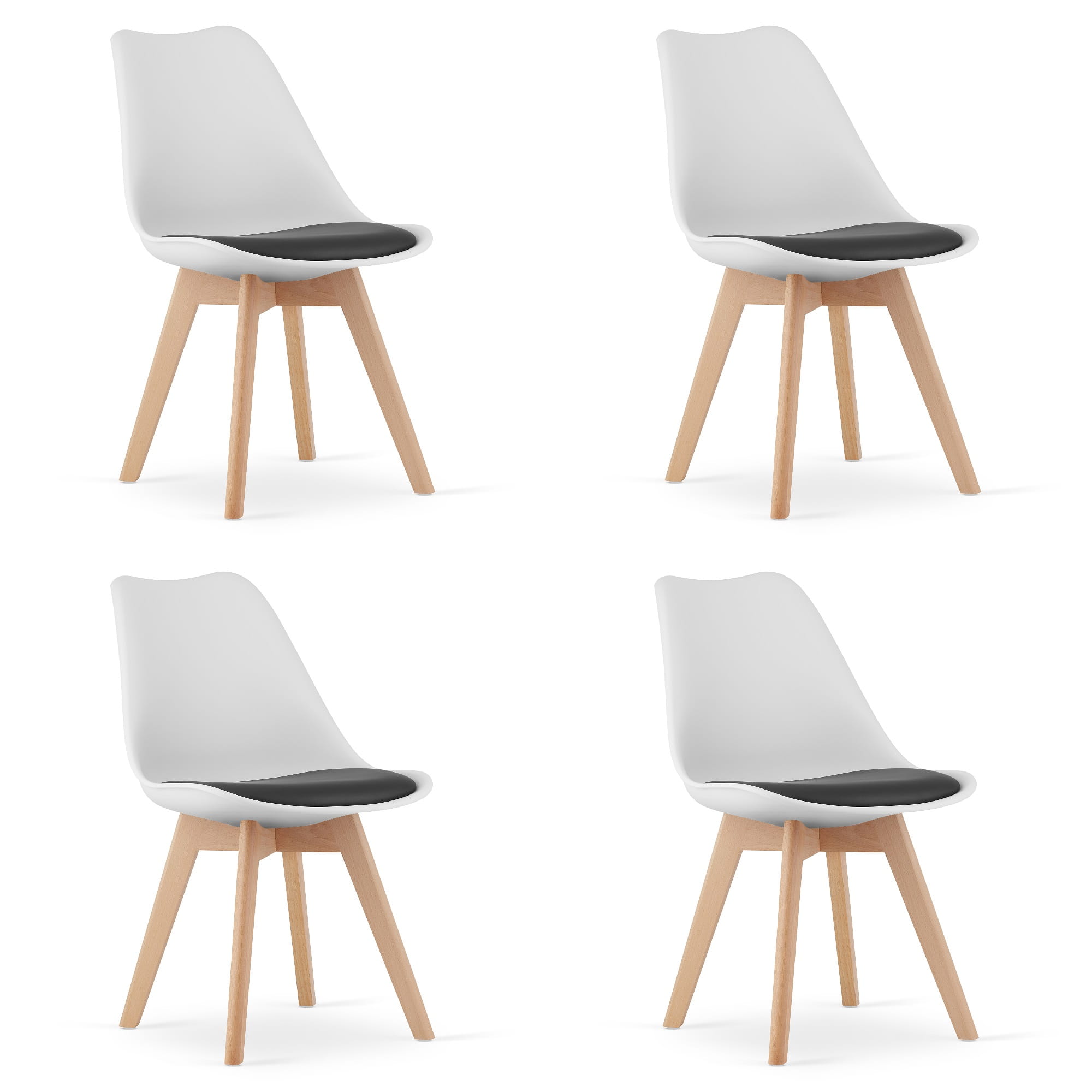 MARK-tuoli valkoinen-musta, luonnonväriset jalat (4 kpl)