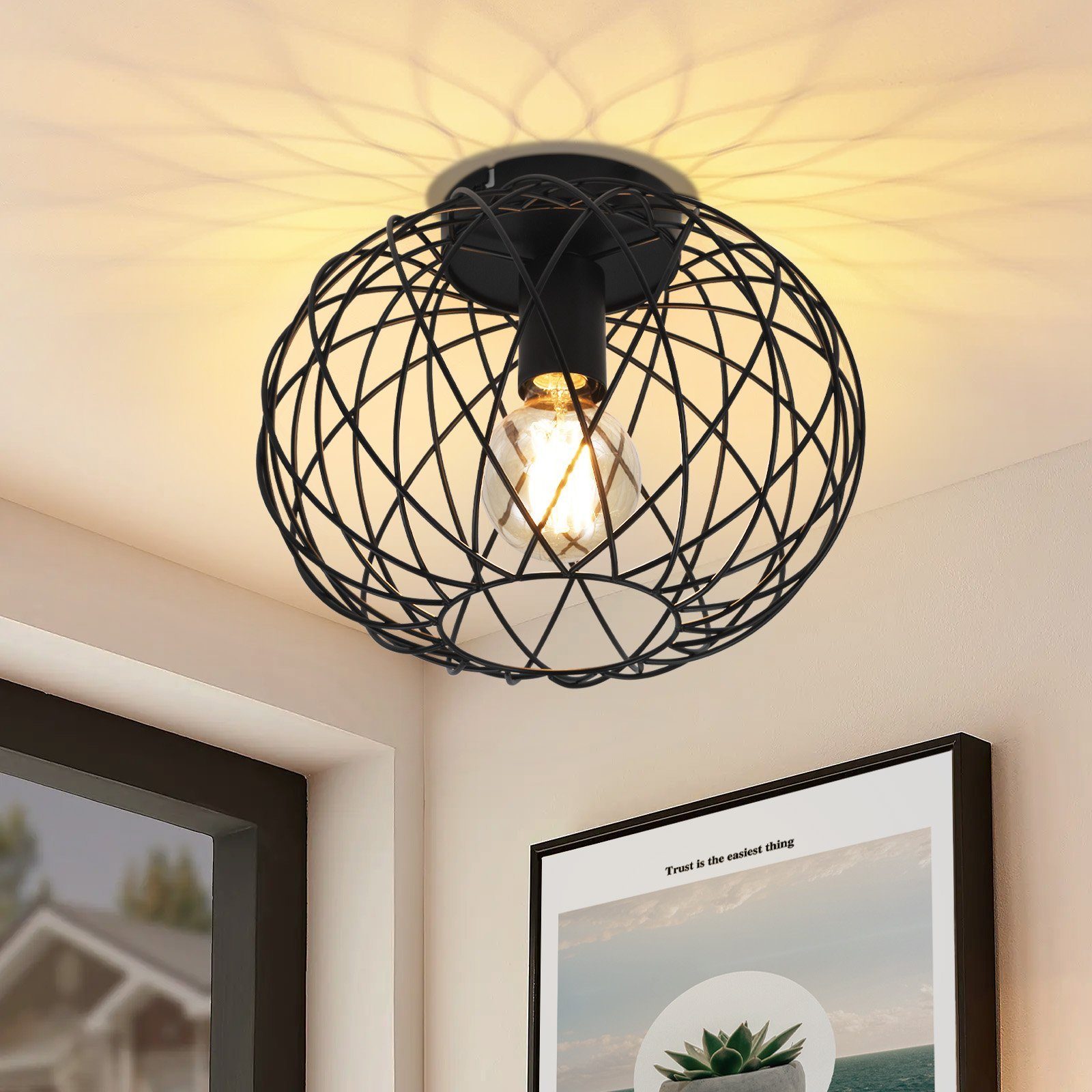 NETTLIFE E27 musta vintage metallivalaisin 30cm 40W teollisuustyylin kattolamppu olohuoneeseen makuuhuoneeseen tai keittiöön