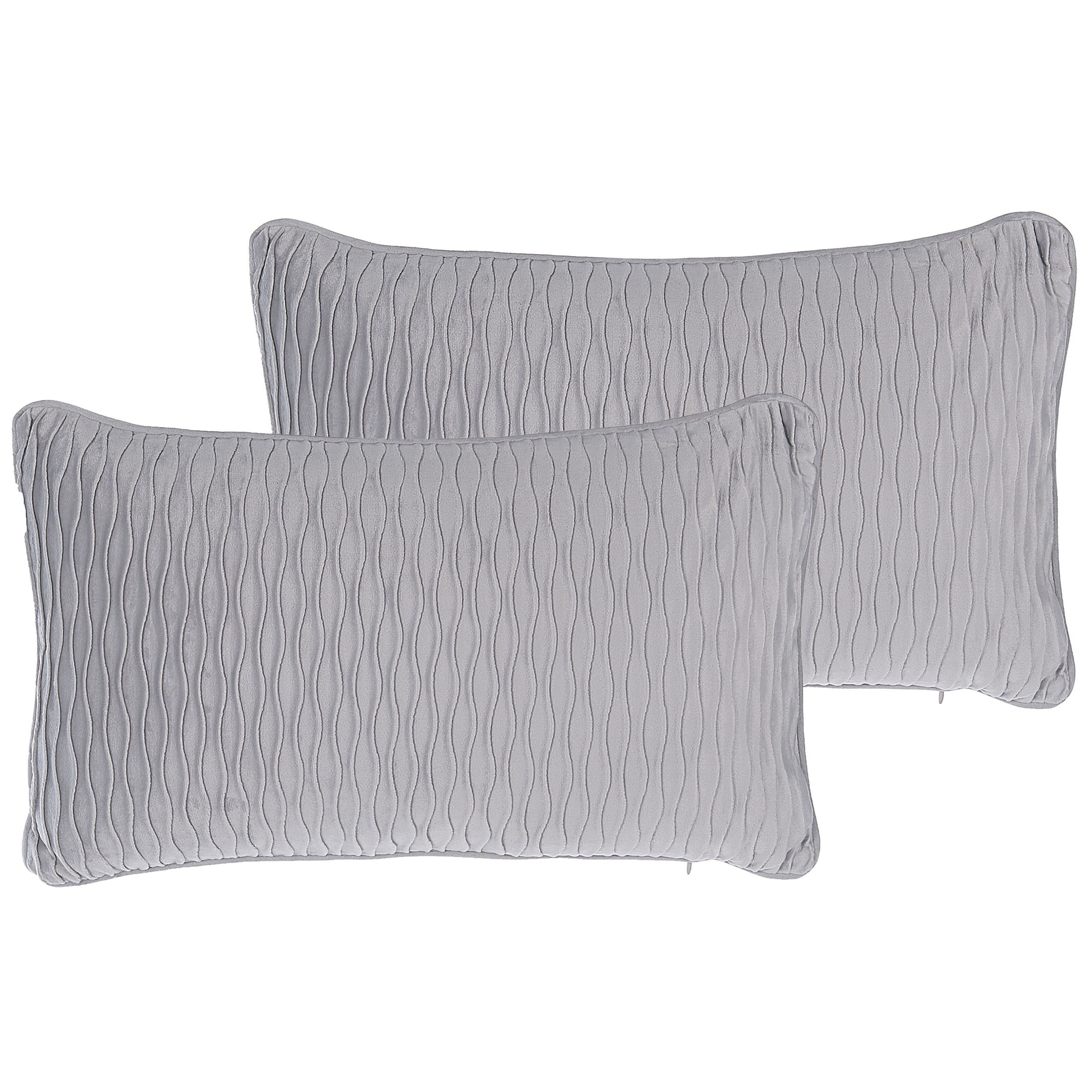 Koristetyynysetti 2 kpl MOTARI 30 x 50 cm Sametti Harmaa Geometrinen kuvio