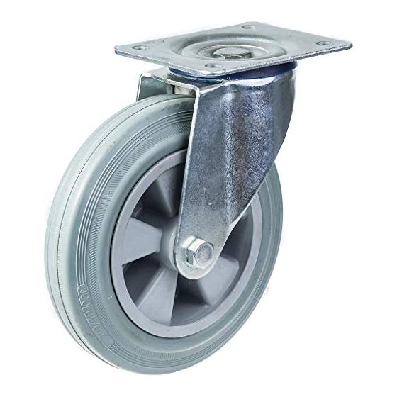 200mm 8" pyörä harmaalla kumirenkaalla pyörivä vahva 205kg kapasiteetti